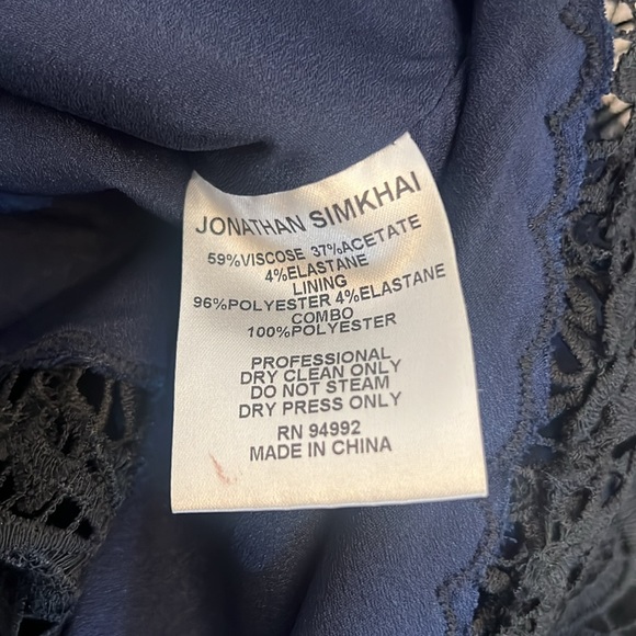 Jonathan Simkhai Two Tone Navy and Black Lace Appliqué midi Dress - Picture 8 of 8